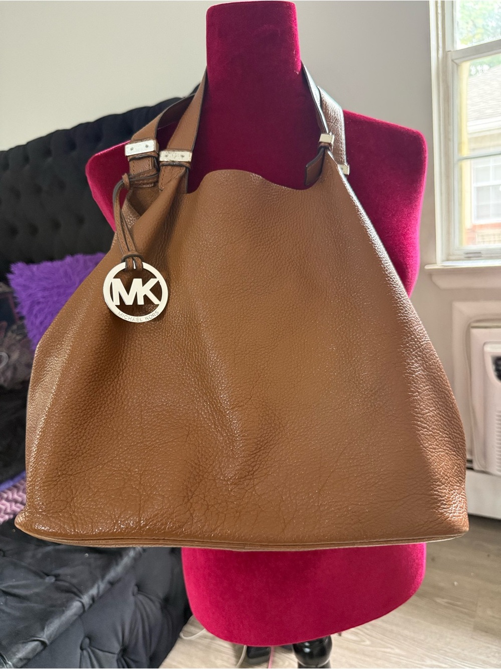 Michael Kors Y2K Colgate Reversible Large Grab Bag Brown Pebbled Leather